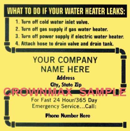 0151 water heater service label
