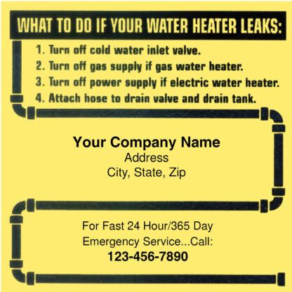 0151 water heater service label