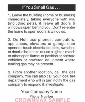 0171 Emergency Information Label - Gas leaks
