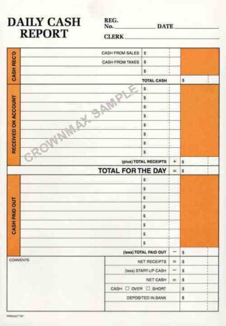 0757 Daily Cash Report Envelope