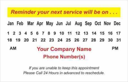 1020 service reminder cards