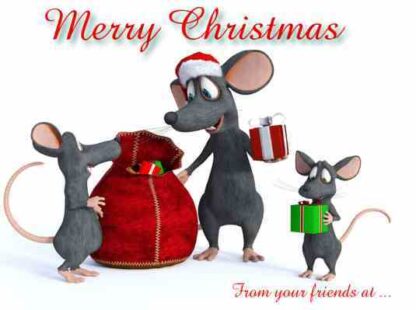 1274 merry christmas - mice with presents.