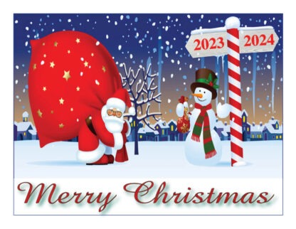 1278 merry christmas - santa with snowman north pole
