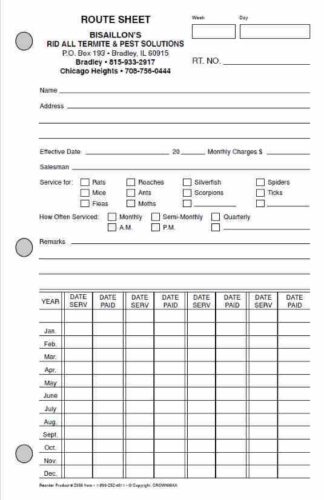 2056 - Pest Management Route Sheet