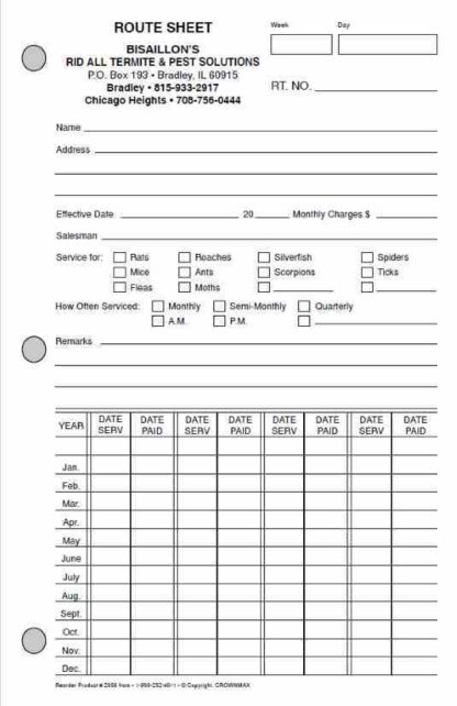 2056 - pest management route sheet