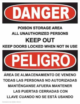 21277 Danger Poison Storage Area Bilingual Vertical