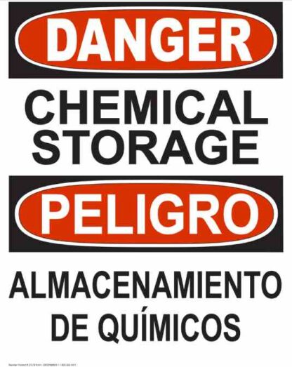 21278 danger chemical storage bilingual sign