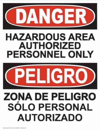 21279 Danger Hazardous Area Bilingual Vertical