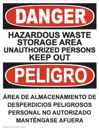 21281 Danger Hazardous Waste Storage Area Bilingual