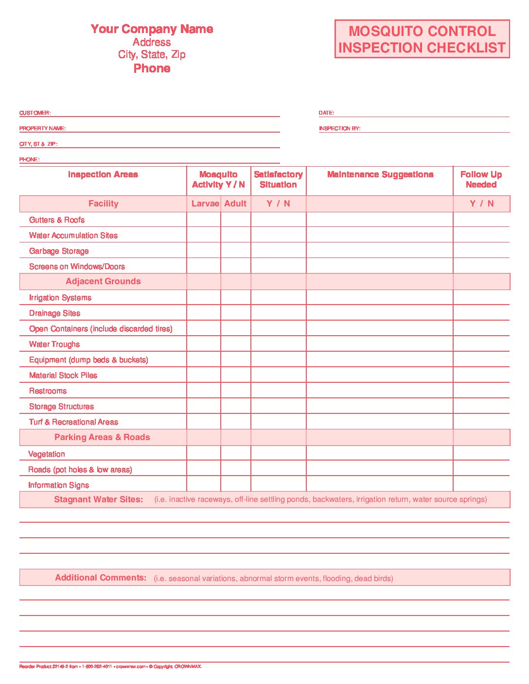 2150 mosquito control inspection checklist