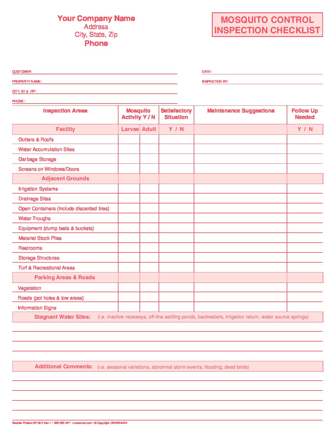 2149 - Mosquito Control Inspection Checklist