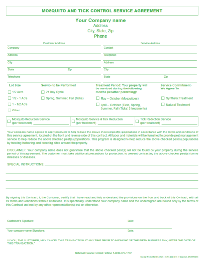 2161 - Mosquito and Tick Control Service Agreement