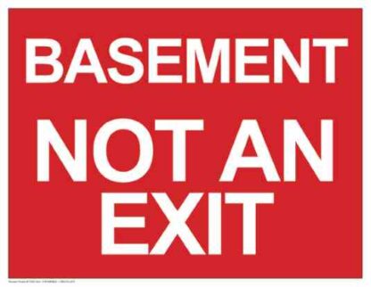 21632 basement not an exit white letters red background 1