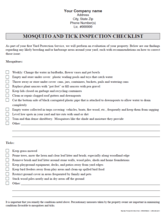 2165 - Mosquito and Tick Inspection Checklist