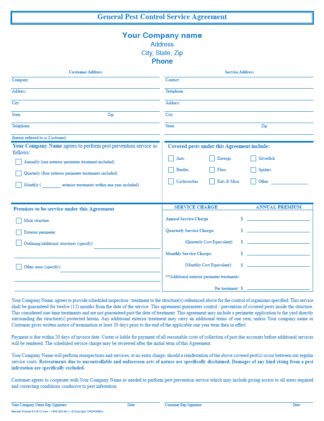 2167-2 - General Pest Control Service Agreement