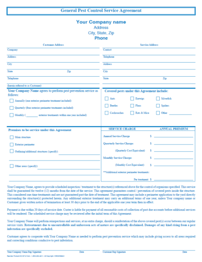 2167-2 - General Pest Control Service Agreement