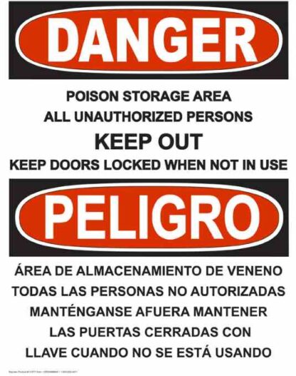 22747 danger poison storage area bilingual vertical