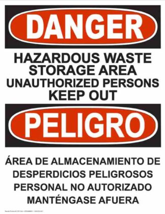 22751 Danger Hazardous Waste Storage Vertical Bilingual