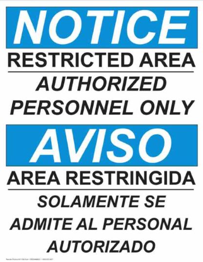 22763 notice restricted area personnel only bilingual