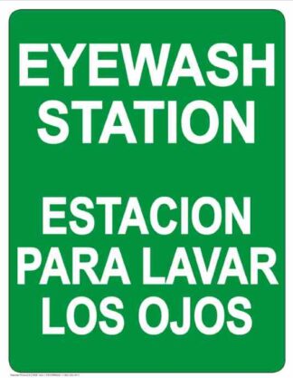22794 Eye Wash Station Bilingual Vertical White on Green
