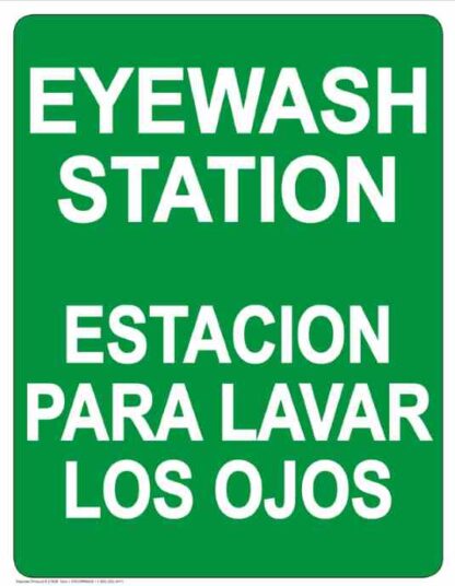 22794 eye wash station bilingual vertical white on green