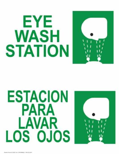 22796 eye wash station vertical bilingual
