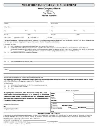 2280 Mold Treatment Service Agreement