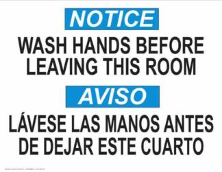 22806 Notice Wash Hands Before Leaving Room Bilingual