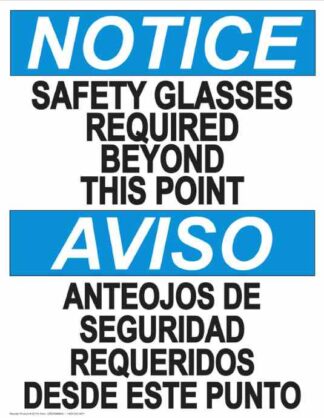 22828 Notice Glasses Required Beyond This Point Bilingual