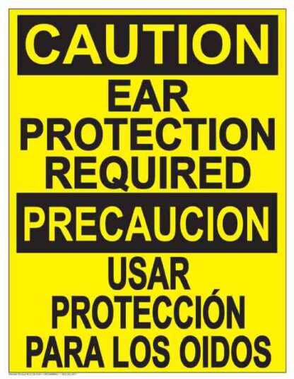 22833 caution ear protection required (vertical bilingual)