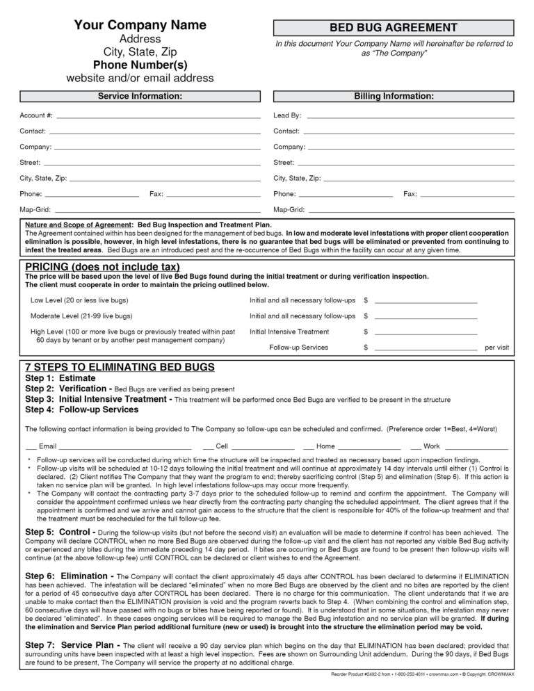 2402 Bed Bug Agreement Form