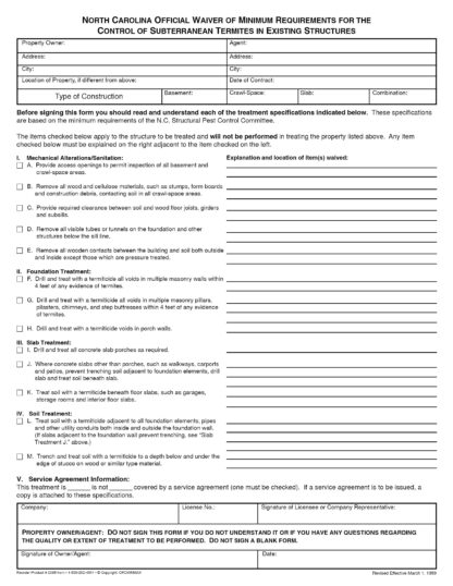 2569 nc waiver of minimum requirements