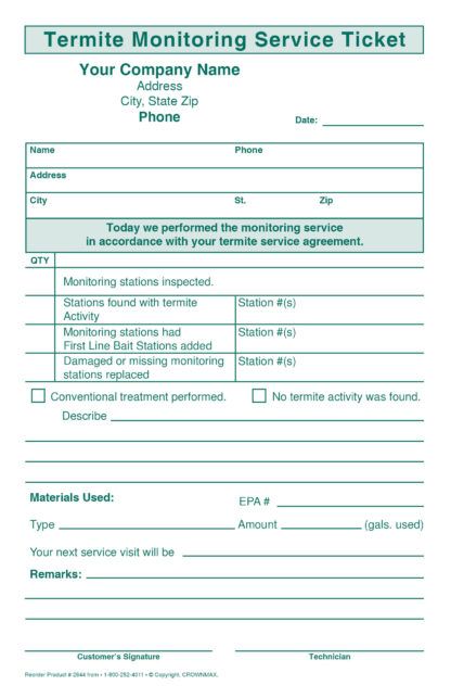 2645 termite monitoring service ticket