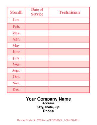 2659 Record of Service Label With Months