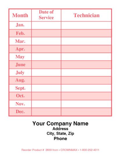 2659 record of service label with months