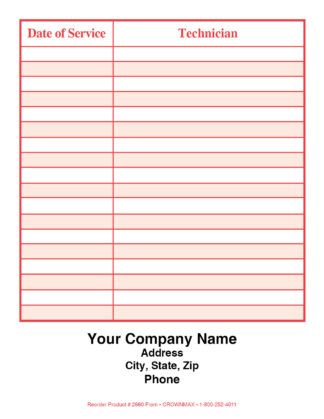 2660 Record of Service Label Date Only