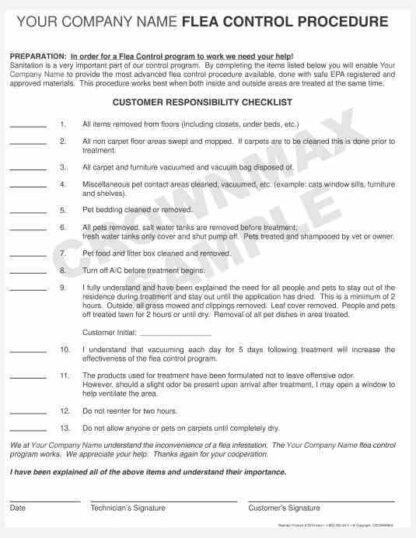 2674 customer flea control checklist