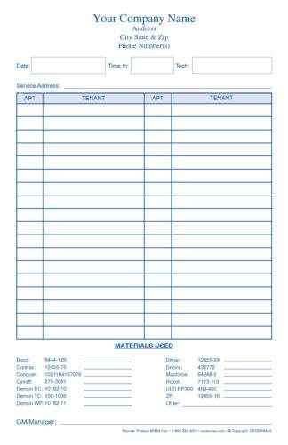 2695 Multiple Unit Service Ticket