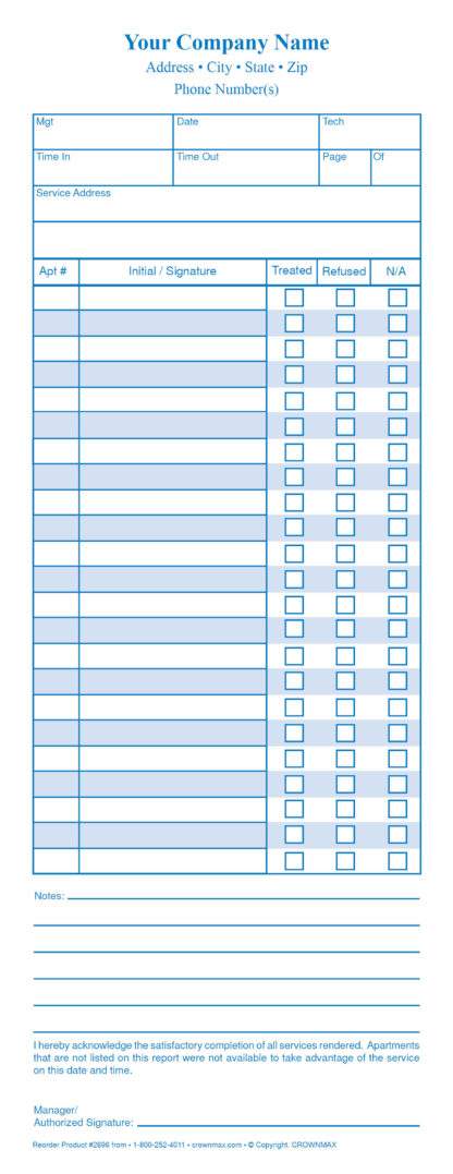 2697 Multiple Unit Service Ticket