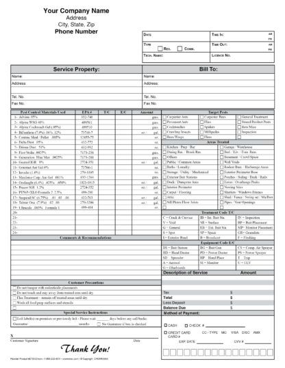 2701 service report / invoice