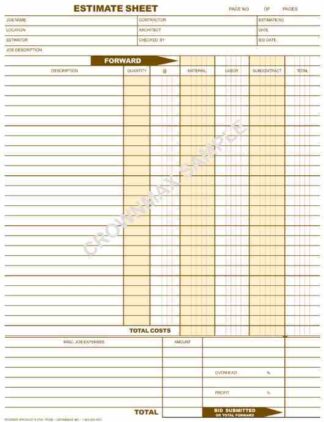 2782 Estimate Sheets