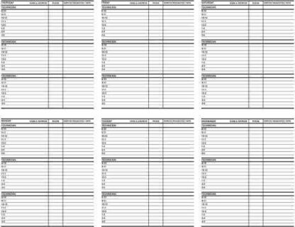 2791 Weekly Service Schedules - 52 Weeks