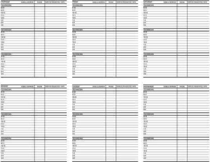 2791 weekly service schedules - 52 weeks