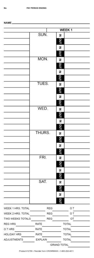 2795 Time Punch Card