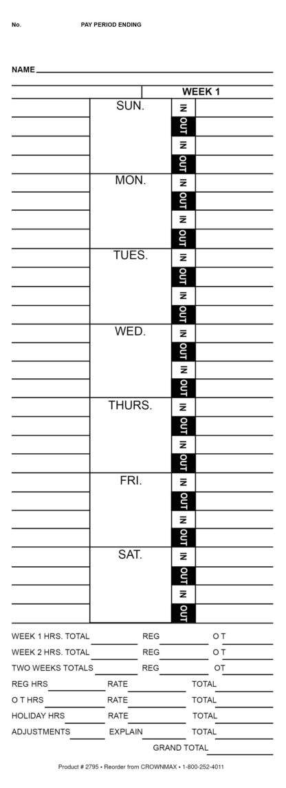 2795 time punch card