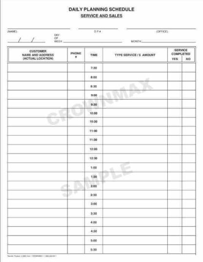 2800 Daily Planning Schedule