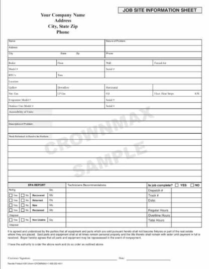 3012 Job Site Information Sheet