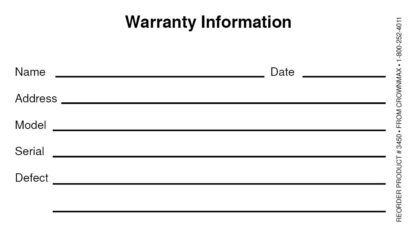 3450 warranty information sticker