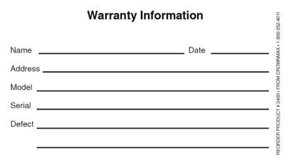 3450 warranty information sticker