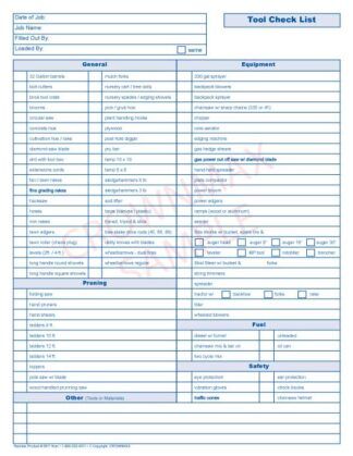 3611 Tool Check List